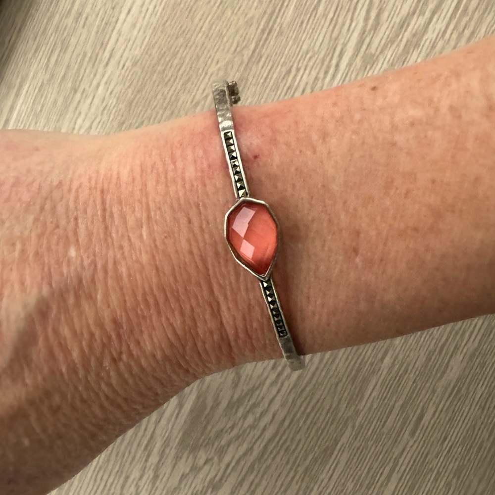 Judith Jack Coral Marcasite Bangle - Sterling Silver